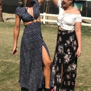 Floral Print Cutout Maxi Dress